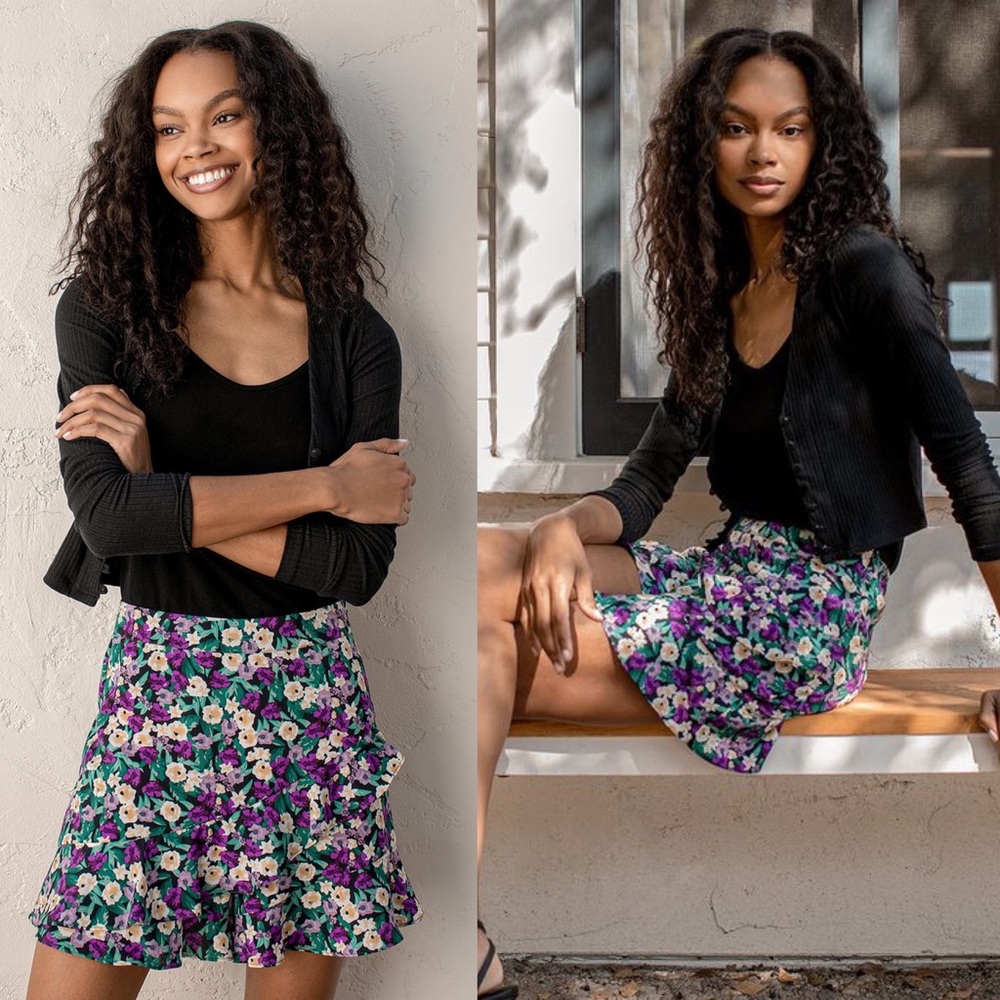 Lulus Make It Happen Purple Floral Mini Skort